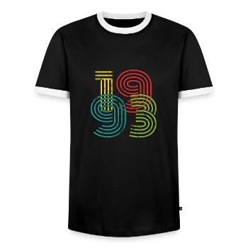 1993 31st birthday - Men's Ringer Shirt - black/white - Front - AI Model Female 172 light (172cm) & AI Model Male 178 light (178cm)