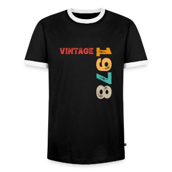 Vintage 1978 - Männer Kontrast-T-Shirt - Schwarz/Weiß - Vorne - AI Model Female 172 light (172cm) & AI Model Male 178 light (178cm)