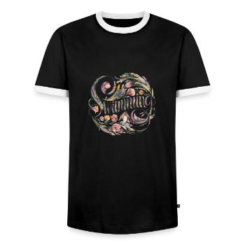 Blumen Schwimmer - Männer Kontrast-T-Shirt - Schwarz/Weiß - Vorne - AI Model Female 172 light (172cm) & AI Model Male 178 light (178cm)