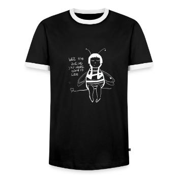 Be the bee you're supposed to be! 🐝🌼 - Men's Ringer Shirt - black/white - Front - AI Model Female 172 light (172cm) & AI Model Male 178 light (178cm)