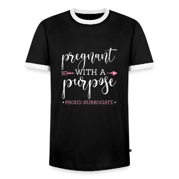 Pregnant with a purpose Proud surrogate Surrogacy - Männer Kontrast-T-Shirt - Schwarz/Weiß - Vorne - AI Model Female 172 light (172cm) & AI Model Male 178 light (178cm)