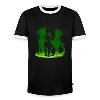Chat, Chat, Chats, Animaux De Compagnie, Animal De Compagnie, Mignon, Animal, Animal De Compagnie - T-shirt contrasté Homme - noir/blanc - Devant - AI Model Female 172 light (172cm) & AI Model Male 178 light (178cm)
