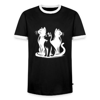 Chat, Chat, Chats, Animaux De Compagnie, Animal De Compagnie, Mignon, Animal, Animal De Compagnie - T-shirt contrasté Homme - noir/blanc - Devant - AI Model Female 172 light (172cm) & AI Model Male 178 light (178cm)