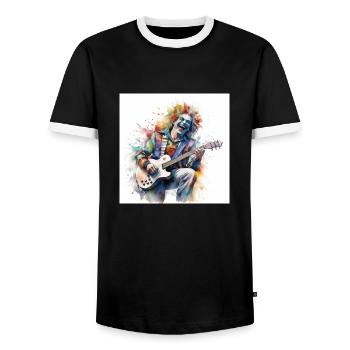 Ein Clown spielt Gitarre - Männer Kontrast-T-Shirt - Schwarz/Weiß - Vorne - AI Model Female 172 light (172cm) & AI Model Male 178 light (178cm)
