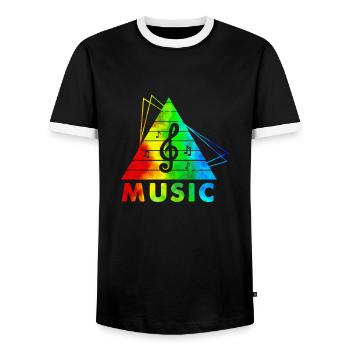 dj music retro heavy metal Hard Rock Punk vinyl mx - Men's Ringer Shirt - black/white - Front - AI Model Female 172 light (172cm) & AI Model Male 178 light (178cm)