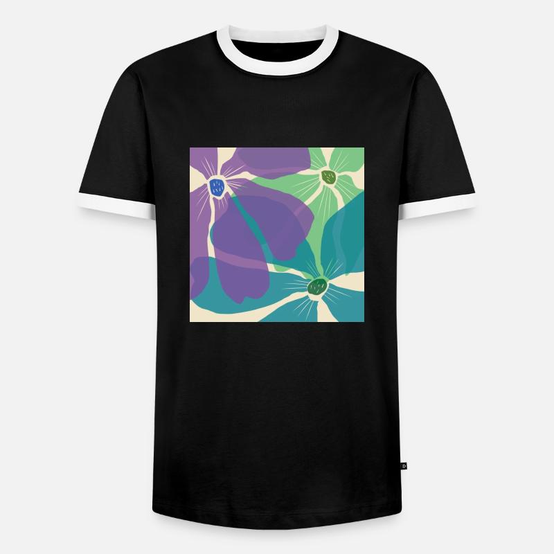 Flower Pattern - Men's Ringer Shirt - black/white