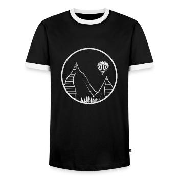 Vol en montgolfière Sky I Gift - T-shirt contrasté Homme - noir/blanc - Devant - AI Model Female 172 light (172cm) & AI Model Male 178 light (178cm)