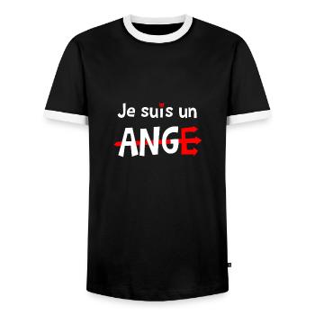 JE SUIS UN ANGE ! - T-shirt contrasté Homme - noir/blanc - Devant - AI Model Female 172 light (172cm) & AI Model Male 178 light (178cm)