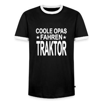 Traktor - Männer Kontrast-T-Shirt - Schwarz/Weiß - Vorne - AI Model Female 172 light (172cm) & AI Model Male 178 light (178cm)