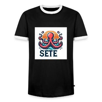 sete - Men's Ringer Shirt - black/white - Front - AI Model Female 172 light (172cm) & AI Model Male 178 light (178cm)