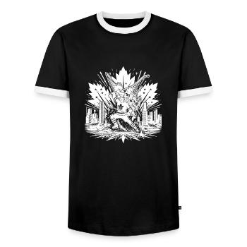 Hockey Canada Hockey sur glace États-Unis club de hockey rondelle bâton - T-shirt contrasté Homme - noir/blanc - Devant - AI Model Female 172 light (172cm) & AI Model Male 178 light (178cm)