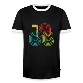 Vintage 1966 - Männer Kontrast-T-Shirt - Schwarz/Weiß - Vorne - AI Model Female 172 light (172cm) & AI Model Male 178 light (178cm)