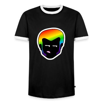 Genervtes Augenrollen : Sticky Queer Pride - Männer Kontrast-T-Shirt - Schwarz/Weiß - Vorne - AI Model Female 172 light (172cm) & AI Model Male 178 light (178cm)