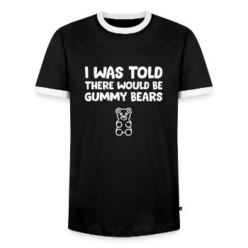 I Was Told There Would Be Gummy Bears Funny - Men's Ringer Shirt - black/white - Front - AI Model Female 172 light (172cm) & AI Model Male 178 light (178cm)