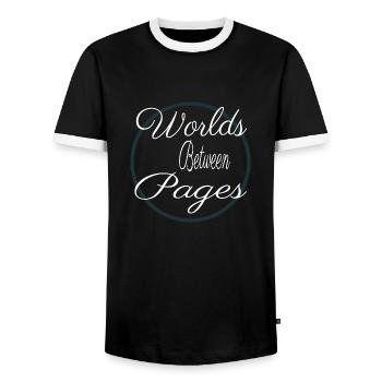 Escape Quotes Statement Fun Book Reviews - Men's Ringer Shirt - black/white - Front - AI Model Female 172 light (172cm) & AI Model Male 178 light (178cm)