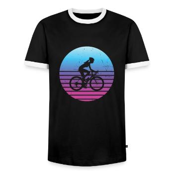Fahrrad Radfahrer Fahrradfahren Herren - Männer Kontrast-T-Shirt - Schwarz/Weiß - Vorne - AI Model Female 172 light (172cm) & AI Model Male 178 light (178cm)