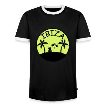 Island Palm Trees Ibiza - Men's Ringer Shirt - black/white - Front - AI Model Female 172 light (172cm) & AI Model Male 178 light (178cm)