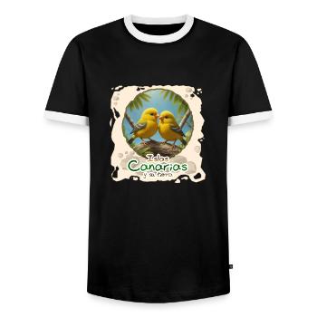 Kanarienvogel - Männer Kontrast-T-Shirt - Schwarz/Weiß - Vorne - AI Model Female 172 light (172cm) & AI Model Male 178 light (178cm)