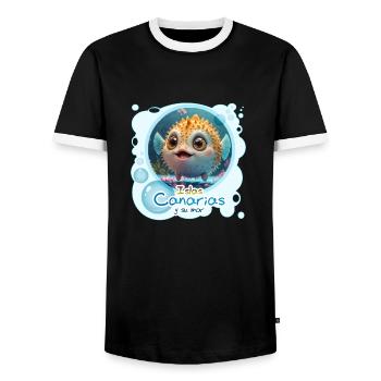 Kugelfisch - Männer Kontrast-T-Shirt - Schwarz/Weiß - Vorne - AI Model Female 172 light (172cm) & AI Model Male 178 light (178cm)