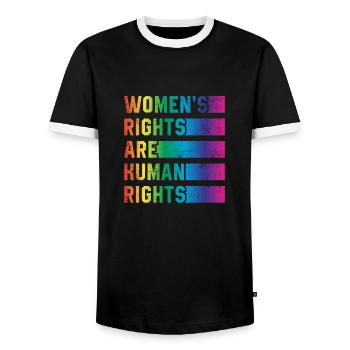 Frauenrechte sind Menschenrechte - Männer Kontrast-T-Shirt - Schwarz/Weiß - Vorne - AI Model Female 172 light (172cm) & AI Model Male 178 light (178cm)