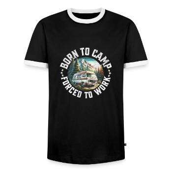 né pour camper forcer a travailler - T-shirt contrasté Homme - noir/blanc - Devant - AI Model Female 172 light (172cm) & AI Model Male 178 light (178cm)