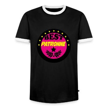 BEST PATRONNE - T-shirt contrasté Homme - noir/blanc - Devant - AI Model Female 172 light (172cm) & AI Model Male 178 light (178cm)