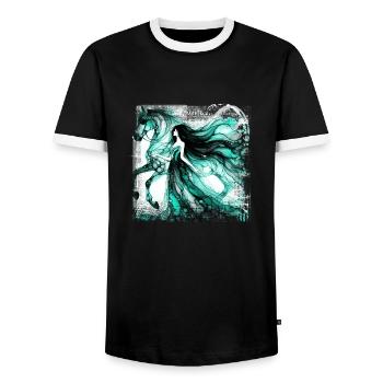 Flowers Women girl fashion design art female style - Men's Ringer Shirt - black/white - Front - AI Model Female 172 light (172cm) & AI Model Male 178 light (178cm)