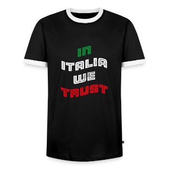 In Italia we trust - Männer Kontrast-T-Shirt - Schwarz/Weiß - Vorne - AI Model Female 172 light (172cm) & AI Model Male 178 light (178cm)