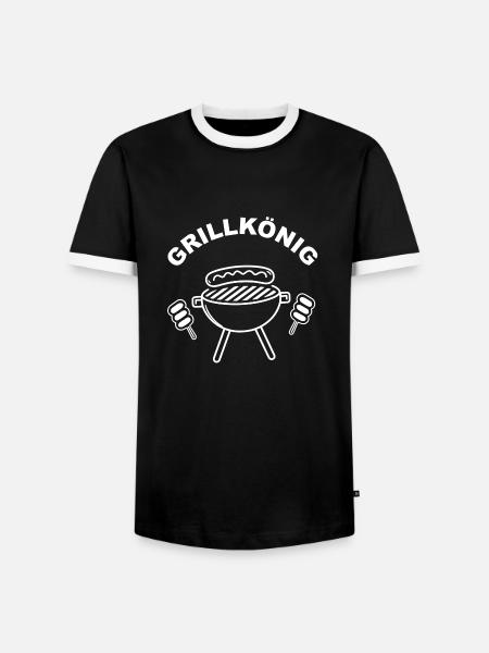 der Grillkönig - Männer Kontrast-T-Shirt - Schwarz/Weiß