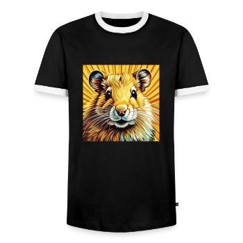 Hamster doré - T-shirt contrasté Homme - noir/blanc - Devant - AI Model Female 172 light (172cm) & AI Model Male 178 light (178cm)