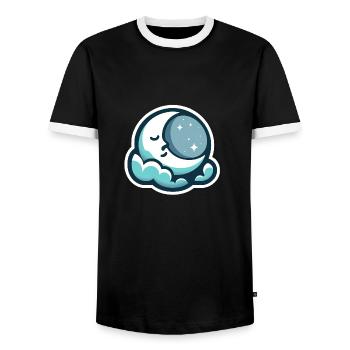 sleeping moon - Men's Ringer Shirt - black/white - Front - AI Model Female 172 light (172cm) & AI Model Male 178 light (178cm)