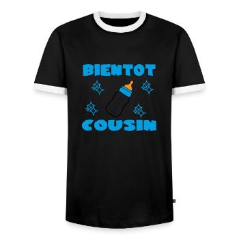 BIENTOT COUSIN - T-shirt contrasté Homme - noir/blanc - Devant - AI Model Female 172 light (172cm) & AI Model Male 178 light (178cm)