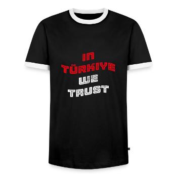 In Türkiye we trust - Männer Kontrast-T-Shirt - Schwarz/Weiß - Vorne - AI Model Female 172 light (172cm) & AI Model Male 178 light (178cm)