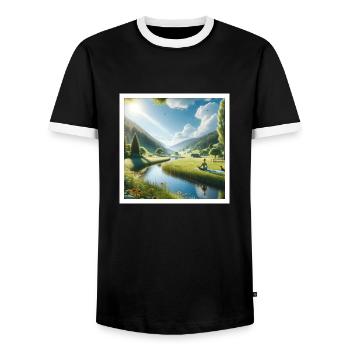 Corporéité - T-shirt contrasté Homme - noir/blanc - Devant - AI Model Female 172 light (172cm) & AI Model Male 178 light (178cm)