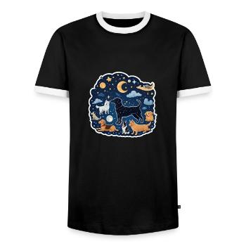 Hunde unter den Sternen - Männer Kontrast-T-Shirt - Schwarz/Weiß - Vorne - AI Model Female 172 light (172cm) & AI Model Male 178 light (178cm)