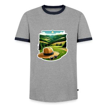 Sauerland Region - Männer Kontrast-T-Shirt - Grau/Navy  - Vorne - AI Model Female 172 light (172cm) & AI Model Male 178 light (178cm)