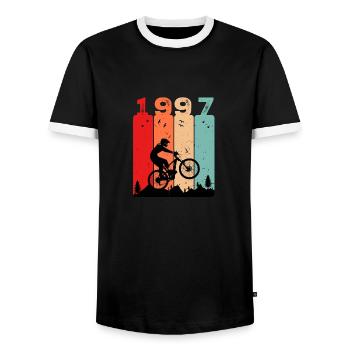 Millésime 1997 - T-shirt contrasté Homme - noir/blanc - Devant - AI Model Female 172 light (172cm) & AI Model Male 178 light (178cm)