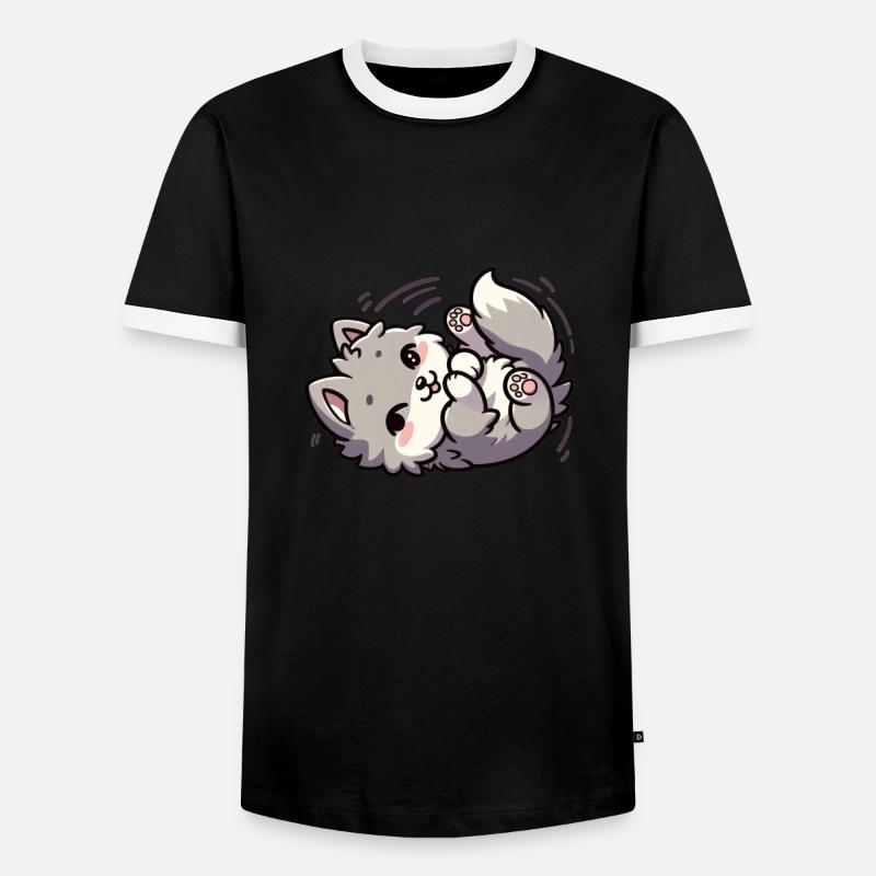 Süßer kleiner Wolf - Männer Kontrast-T-Shirt - Schwarz/Weiß