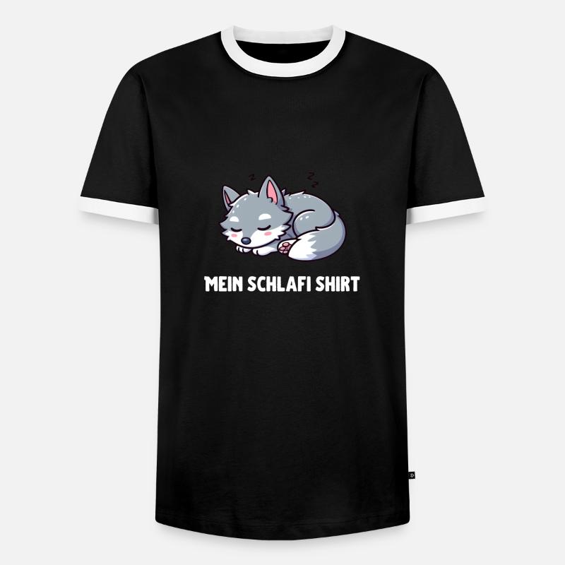 Cute Little Sleeping Wolf - Men's Ringer Shirt - black/white