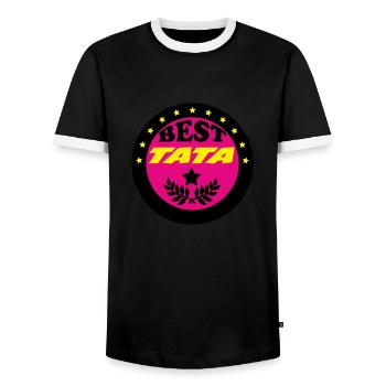 BEST TATA - T-shirt contrasté Homme - noir/blanc - Devant - AI Model Female 172 light (172cm) & AI Model Male 178 light (178cm)