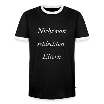 Nicht von schlechten Eltern - Männer Kontrast-T-Shirt - Schwarz/Weiß - Vorne - AI Model Female 172 light (172cm) & AI Model Male 178 light (178cm)