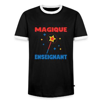 MAGIQUE ENSEIGNANT - T-shirt contrasté Homme - noir/blanc - Devant - AI Model Female 172 light (172cm) & AI Model Male 178 light (178cm)