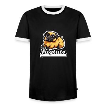 Pugtato Mops Kartoffel - Männer Kontrast-T-Shirt - Schwarz/Weiß - Vorne - AI Model Female 172 light (172cm) & AI Model Male 178 light (178cm)