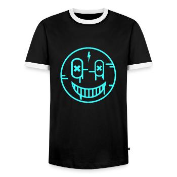 Lumière souriante - T-shirt contrasté Homme - noir/blanc - Devant - AI Model Female 172 light (172cm) & AI Model Male 178 light (178cm)