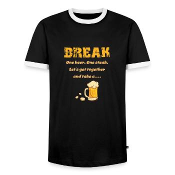 Une bière, un steak - une bière, un steak dicton - T-shirt contrasté Homme - noir/blanc - Devant - AI Model Female 172 light (172cm) & AI Model Male 178 light (178cm)