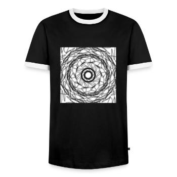 Design géométrique en noir et blanc - T-shirt contrasté Homme - noir/blanc - Devant - AI Model Female 172 light (172cm) & AI Model Male 178 light (178cm)