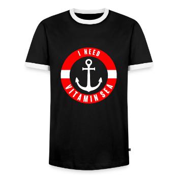I need Vitamin Sea Anchor Lifebuoy - Men's Ringer Shirt - black/white - Front - AI Model Female 172 light (172cm) & AI Model Male 178 light (178cm)