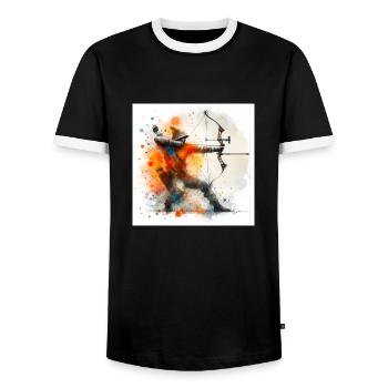 Aquarell-Bogenschütze - Männer Kontrast-T-Shirt - Schwarz/Weiß - Vorne - AI Model Female 172 light (172cm) & AI Model Male 178 light (178cm)