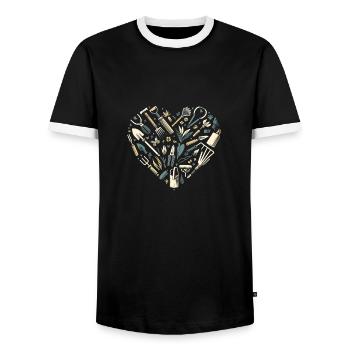 Stilvolles Garten Herz - Männer Kontrast-T-Shirt - Schwarz/Weiß - Vorne - AI Model Female 172 light (172cm) & AI Model Male 178 light (178cm)