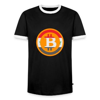 Bitcoin Syria - Men's Ringer Shirt - black/white - Front - AI Model Female 172 light (172cm) & AI Model Male 178 light (178cm)